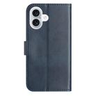 For iPhone 16 Dual-Folded S-shape Leather Phone Case(Navy Blue) - 3