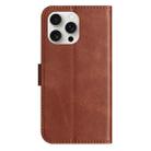 For iPhone 15 Pro Max Dual-Folded S-shape Leather Phone Case(Coffee) - 3