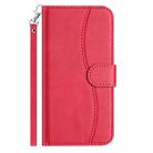 For iPhone 14 Dual-Folded S-shape Leather Phone Case(Rose Red) - 2