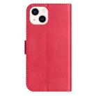 For iPhone 14 Dual-Folded S-shape Leather Phone Case(Rose Red) - 3