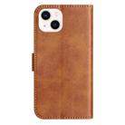 For iPhone 14 Dual-Folded S-shape Leather Phone Case(Brown) - 3