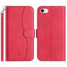 For iPhone 7 / 8 / SE 2022 Dual-Folded S-shape Leather Phone Case(Rose Red) - 1