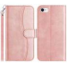 For iPhone 7 / 8 / SE 2022 Dual-Folded S-shape Leather Phone Case(Rose Gold) - 1