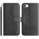 For iPhone 7 / 8 / SE 2022 Dual-Folded S-shape Leather Phone Case(Black) - 1