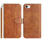For iPhone 7 / 8 / SE 2022 Dual-Folded S-shape Leather Phone Case(Brown) - 1