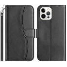 For iPhone 12 Pro Max Dual-Folded S-shape Leather Phone Case(Black) - 1