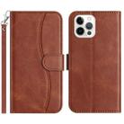 For iPhone 12 Pro Max Dual-Folded S-shape Leather Phone Case(Coffee) - 1