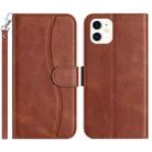 For iPhone 12 mini Dual-Folded S-shape Leather Phone Case(Coffee) - 1