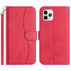 For iPhone 11 Pro Max Dual-Folded S-shape Leather Phone Case(Rose Red) - 1