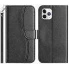 For iPhone 11 Pro Max Dual-Folded S-shape Leather Phone Case(Black) - 1