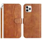 For iPhone 11 Pro Max Dual-Folded S-shape Leather Phone Case(Brown) - 1