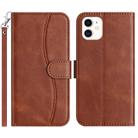 For iPhone 11 Dual-Folded S-shape Leather Phone Case(Coffee) - 1