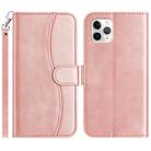 For iPhone 11 Pro Dual-Folded S-shape Leather Phone Case(Rose Gold) - 1
