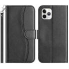 For iPhone 11 Pro Dual-Folded S-shape Leather Phone Case(Black) - 1