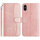 For iPhone X / XS Dual-Folded S-shape Leather Phone Case(Rose Gold) - 1