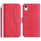 For iPhone XR Dual-Folded S-shape Leather Phone Case(Rose Red) - 1