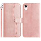 For iPhone XR Dual-Folded S-shape Leather Phone Case(Rose Gold) - 1