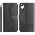 For iPhone XR Dual-Folded S-shape Leather Phone Case(Black) - 1