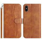 For iPhone XS Max Dual-Folded S-shape Leather Phone Case(Brown) - 1