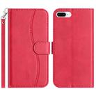 For iPhone 7 Plus / 8 Plus Dual-Folded S-shape Leather Phone Case(Rose Red) - 1