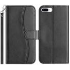 For iPhone 7 Plus / 8 Plus Dual-Folded S-shape Leather Phone Case(Black) - 1