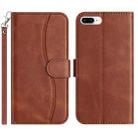 For iPhone 7 Plus / 8 Plus Dual-Folded S-shape Leather Phone Case(Coffee) - 1