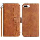 For iPhone 7 Plus / 8 Plus Dual-Folded S-shape Leather Phone Case(Brown) - 1