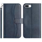For iPhone 7 Plus / 8 Plus Dual-Folded S-shape Leather Phone Case(Navy Blue) - 1