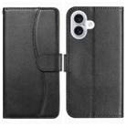 For iPhone 17 Dual-Folded S-shape Leather Phone Case(Black) - 1