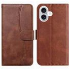 For iPhone 17 Dual-Folded S-shape Leather Phone Case(Coffee) - 1