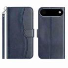 For iPhone 17 Air Dual-Folded S-shape Leather Phone Case(Navy Blue) - 1