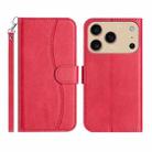 For iPhone 17 Pro Max Dual-Folded S-shape Leather Phone Case(Rose Red) - 1