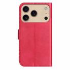 For iPhone 17 Pro Max Dual-Folded S-shape Leather Phone Case(Rose Red) - 3