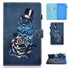 For Samsung Galaxy Tab A7 10.4 2020 T500 Horizontal TPU Painted Flat Leather Case Anti-skid Strip with Pen Cover & Card Slot & Holder(Owl) - 1