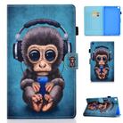 For Samsung Galaxy Tab A7 10.4 2020 T500 Horizontal TPU Painted Flat Leather Case Anti-skid Strip with Pen Cover & Card Slot & Holder(Headphone Monkey) - 1