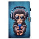 For Samsung Galaxy Tab A7 10.4 2020 T500 Horizontal TPU Painted Flat Leather Case Anti-skid Strip with Pen Cover & Card Slot & Holder(Headphone Monkey) - 2