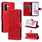 For Samsung Galaxy A36 5G / M56 5G Cat and Bee Embossed Flip Leather Phone Case(Red) - 1