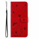 For Samsung Galaxy A36 5G / M56 5G Cat and Bee Embossed Flip Leather Phone Case(Red) - 2