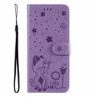 For Samsung Galaxy A36 5G / M56 5G Cat and Bee Embossed Flip Leather Phone Case(Purple) - 2