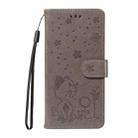 For Honor X8c 4G Global Cat and Bee Embossed Flip Leather Phone Case(Grey) - 2