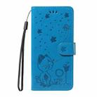 For Honor X8c 4G Global Cat and Bee Embossed Flip Leather Phone Case(Blue) - 2