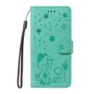 For Honor X8c 4G Global Cat and Bee Embossed Flip Leather Phone Case(Green) - 2