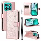 For Honor X8c 4G Global Cat and Bee Embossed Flip Leather Phone Case(Rose Gold) - 1