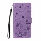 For Honor X8c 4G Global Cat and Bee Embossed Flip Leather Phone Case(Purple) - 2
