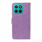 For Honor X8c 4G Global Cat and Bee Embossed Flip Leather Phone Case(Purple) - 3