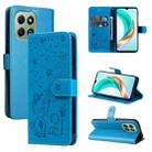 For For Honor X6c / X6b / X6a / X5b Cat and Bee Embossed Flip Leather Phone Case(Blue) - 1