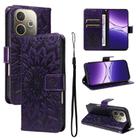 For OPPO A5 Pro 5G Global Embossed Sunflower Pattern Flip Leather Phone Case(Purple) - 1