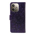For OPPO A5 Pro 5G Global Embossed Sunflower Pattern Flip Leather Phone Case(Purple) - 3