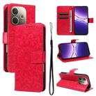 For OPPO A5 Pro 5G Global Embossed Sunflower Pattern Flip Leather Phone Case(Red) - 1