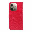 For OPPO A5 Pro 5G Global Embossed Sunflower Pattern Flip Leather Phone Case(Red) - 3